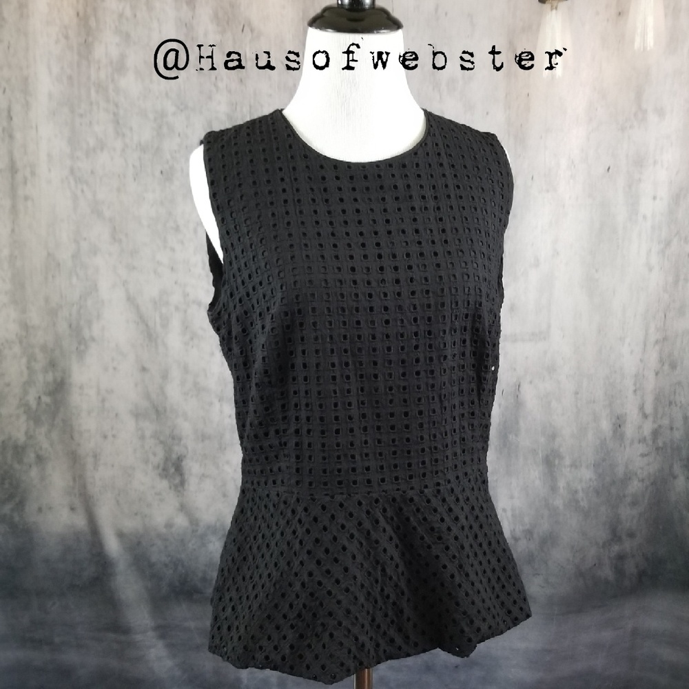[Liz Claiborne] black eyelet peplum blouse